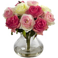 Silk Rose Artificial Flower Arrangement with Vase