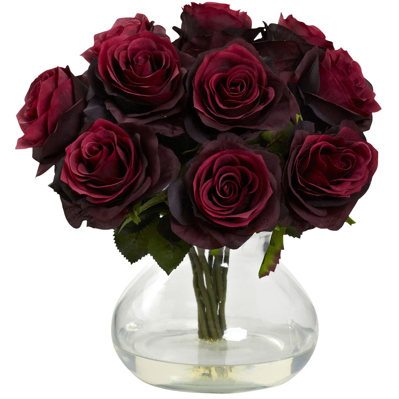 Silk Rose Artificial Flower Arrangement with Vase