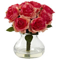 Silk Rose Artificial Flower Arrangement with Vase