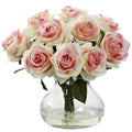 Silk Rose Artificial Flower Arrangement with Vase