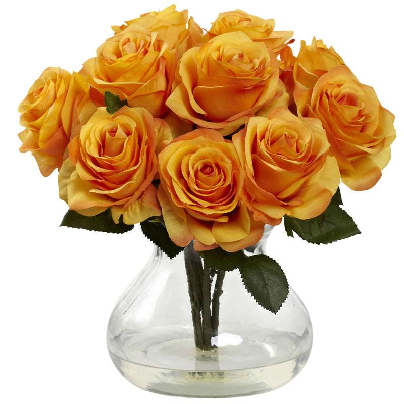 Silk Rose Artificial Flower Arrangement with Vase