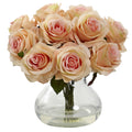 Silk Rose Artificial Flower Arrangement with Vase