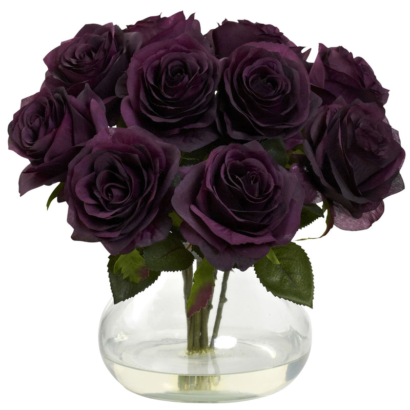 Silk Rose Artificial Flower Arrangement with Vase