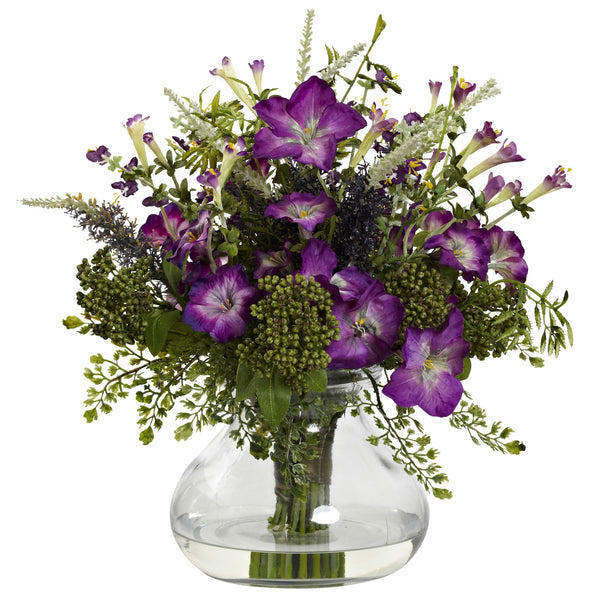 Mixed Morning Glory Flower Arrangement with Vase - BlueJay Avenue