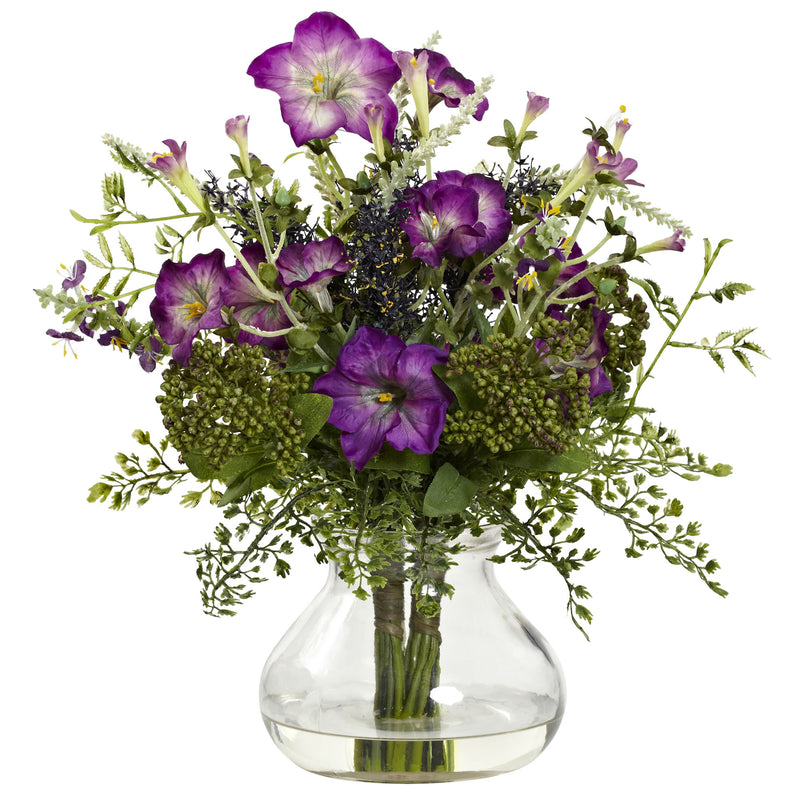 Mixed Morning Glory Flower Arrangement with Vase - BlueJay Avenue