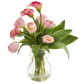 Calla Lily and Tulips Arrangement in Decorative Vase - BlueJay Avenue