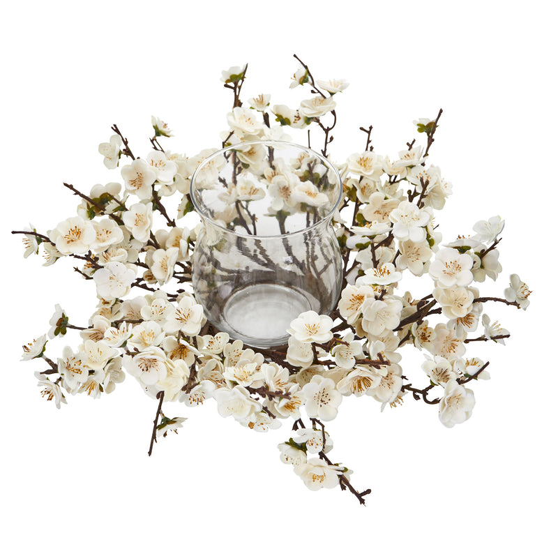 Plum Blossom Candle holder Floral Arrangement - BlueJay Avenue