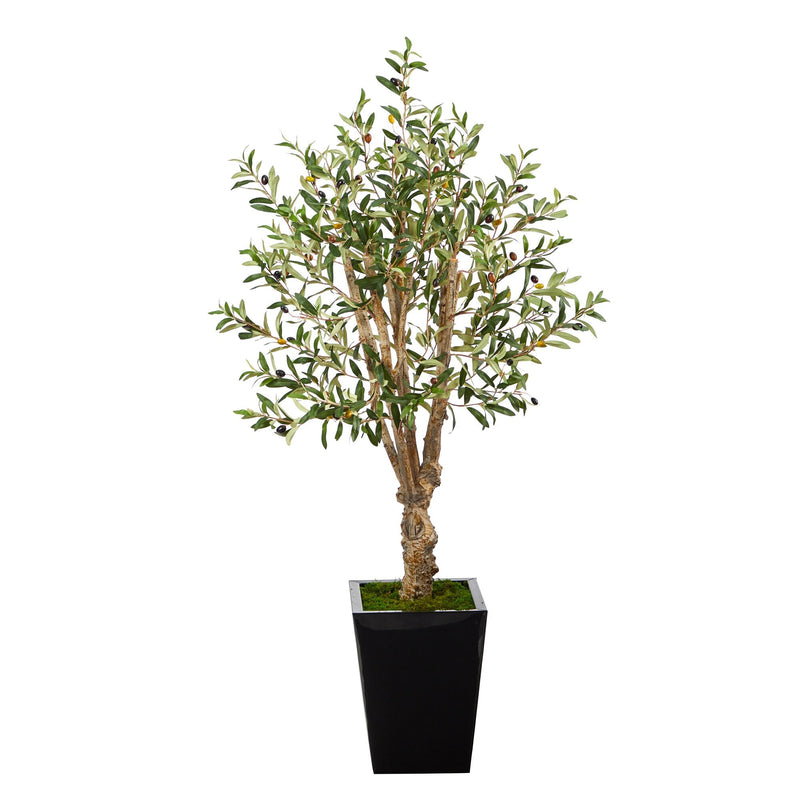 4.5' Olive Artificial Tree in Black Metal Planter - BlueJay Avenue