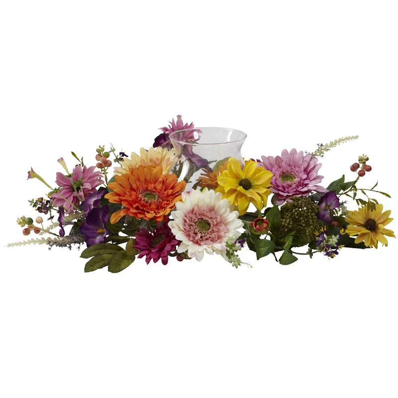 African Sunflower Candelabrum Silk Floral Arrangement - BlueJay Avenue