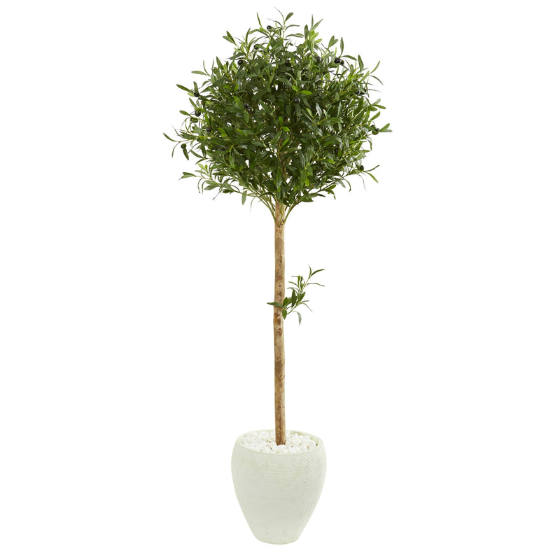 5' Olive Topiary Artificial Tree in Planter - BlueJay Avenue