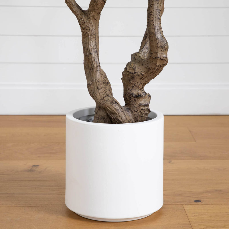 6’ Artificial Grand Olive Tree in White Decorative Planter - BlueJay Avenue