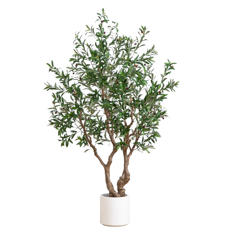 6’ Artificial Grand Olive Tree in White Decorative Planter - BlueJay Avenue