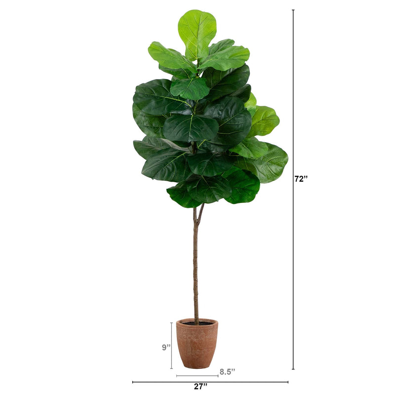 6’ Real Touch Faux Fiddle Leaf Fig Tree in Decorative Planter - BlueJay Avenue