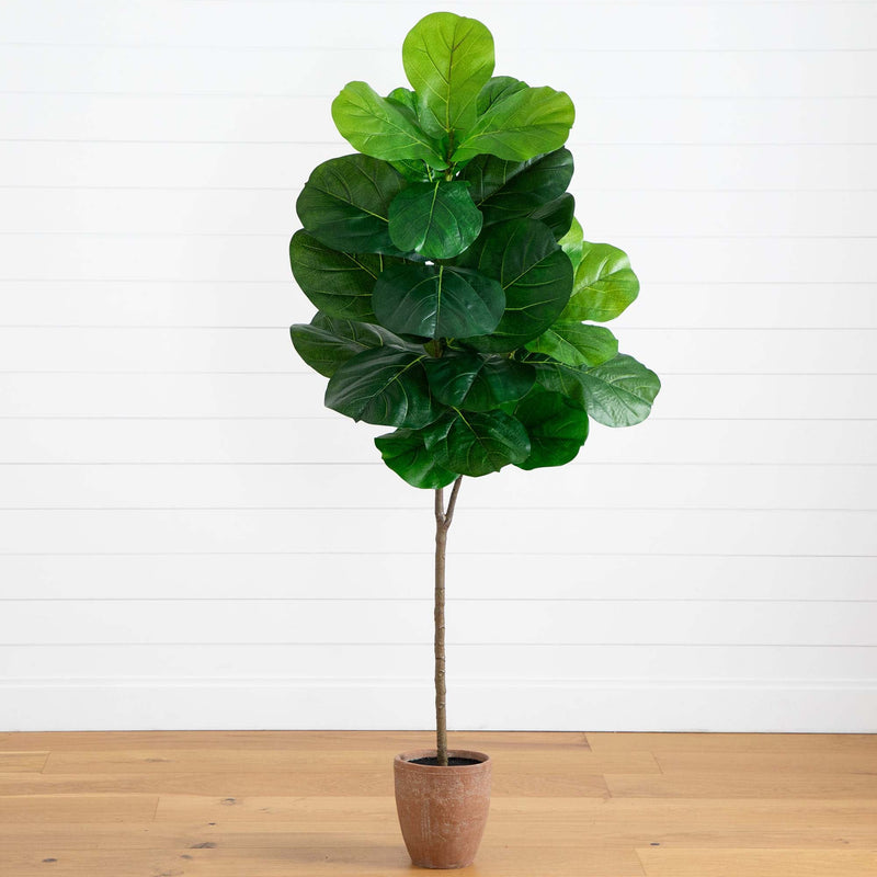 6’ Real Touch Faux Fiddle Leaf Fig Tree in Decorative Planter - BlueJay Avenue