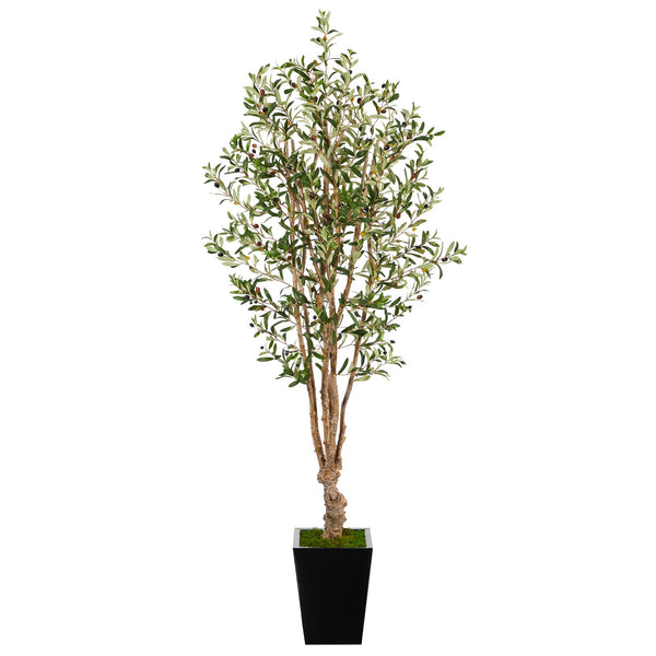 6.5' Olive Artificial Tree in Black Metal Planter - BlueJay Avenue