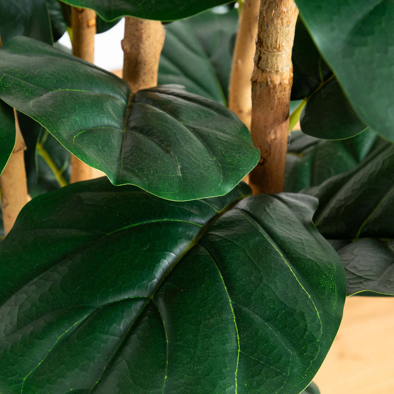 7’ Artificial Fiddle Leaf Tree in Decorative White Planter - BlueJay Avenue