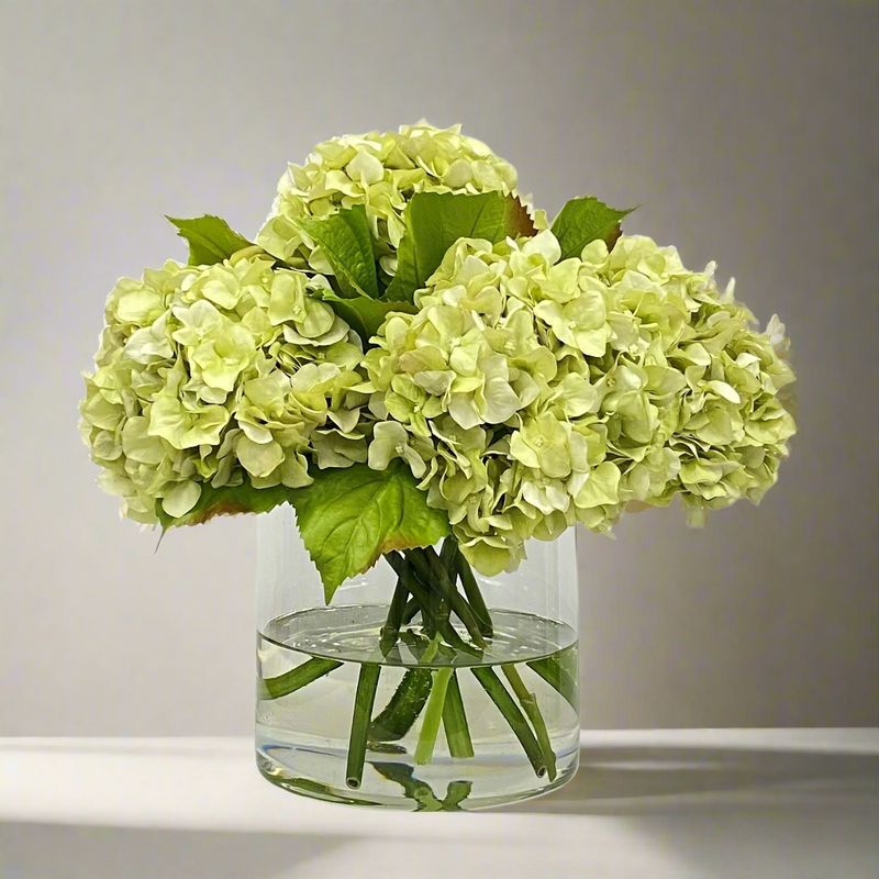 Hydrangea Silk Flower Arrangement in Vase 15 inch