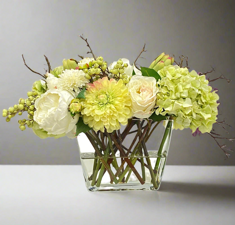 Mix Fall Hydrangea & Rose Silk Flower Arrangement In Flair