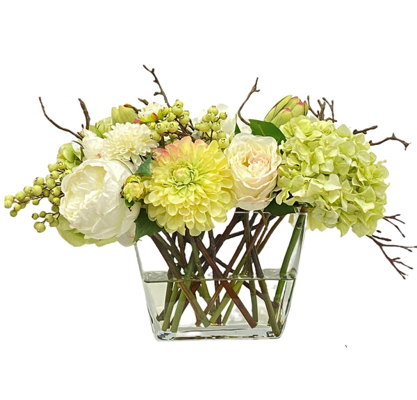 Mix Fall Hydrangea & Rose Silk Flower Arrangement In Flair