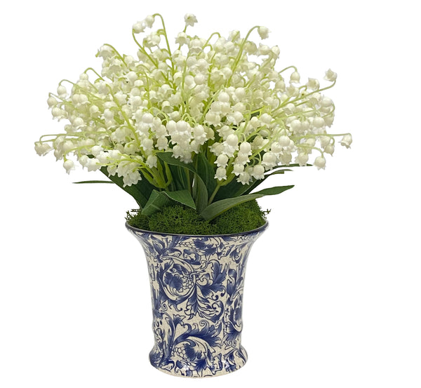 Lily Of The Valley Silk Arrangement In Flared Vase