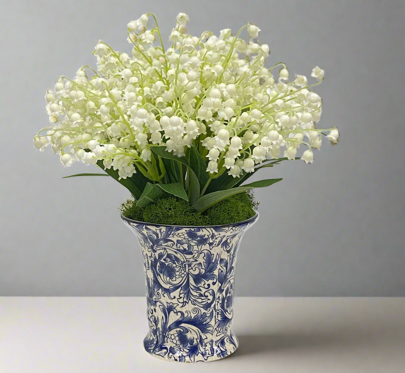 Lily Of The Valley Silk Arrangement In Flared Vase