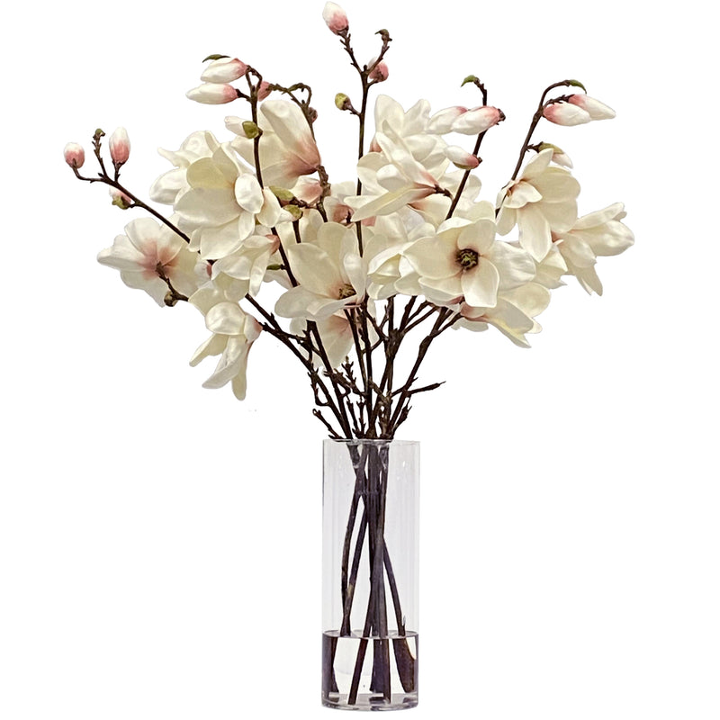 Faux Tree Magnolia Flower Arrangement In Vase 34''