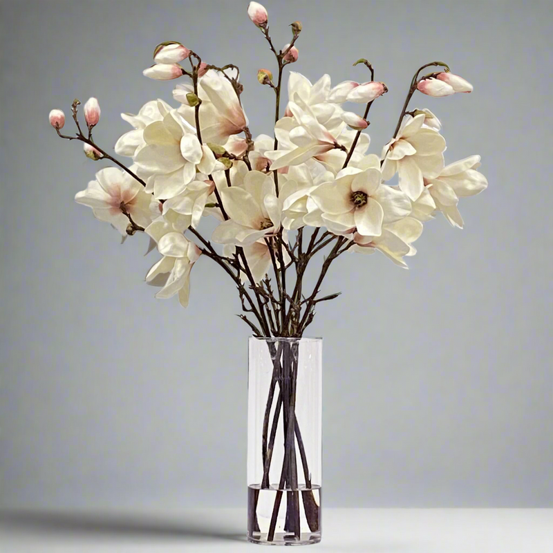 Faux Tree Magnolia Flower Arrangement In Vase 34''