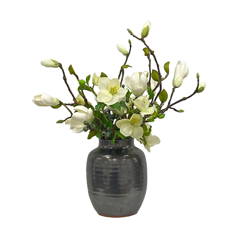 Faux Magnolia Berry Flower Arrangement In Pot 19''