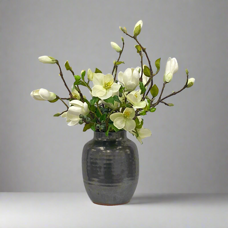 Faux Magnolia Berry Flower Arrangement In Pot 19''