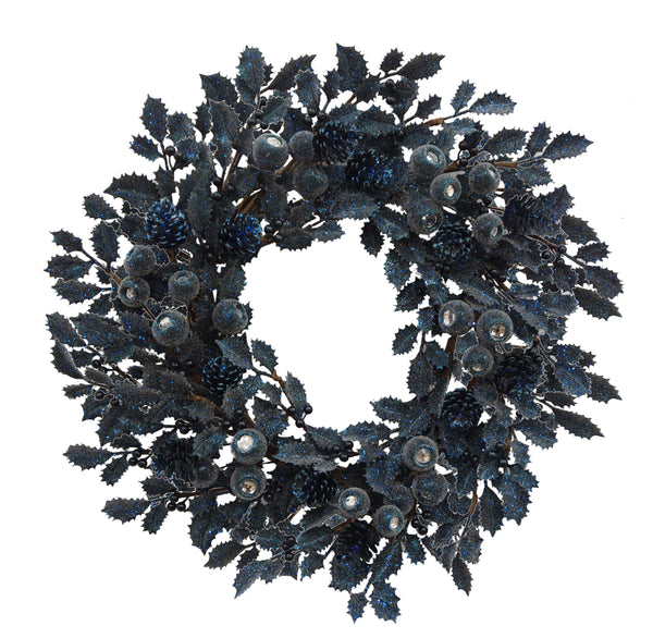 Faux Holly Leaf with Pod Halloween Wreath 22'', Set of 2 - BlueJay Avenue