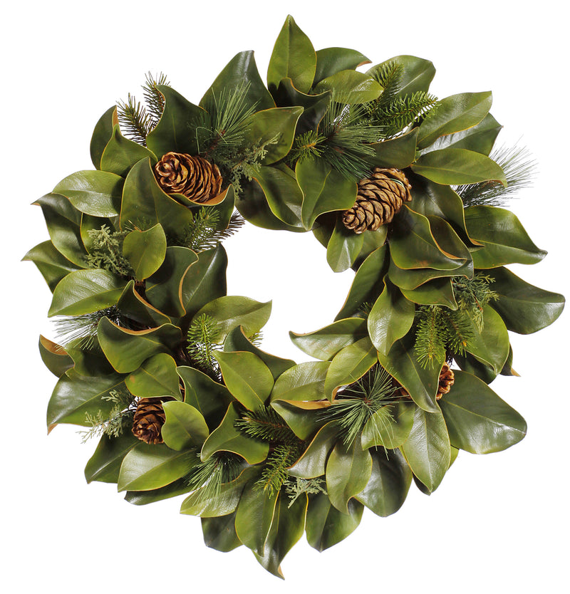 Christmas Front Door Wreath Magnolia and Mix Pine 24'' - BlueJay Avenue