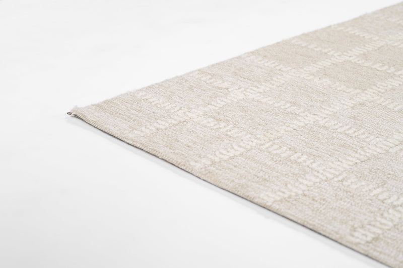 Archer Check Beige Hand Tufted Wool Rug - BlueJay Avenue