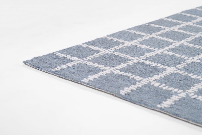 Archer Check Hand Tufted Wool Blue Area Rug - BlueJay Avenue