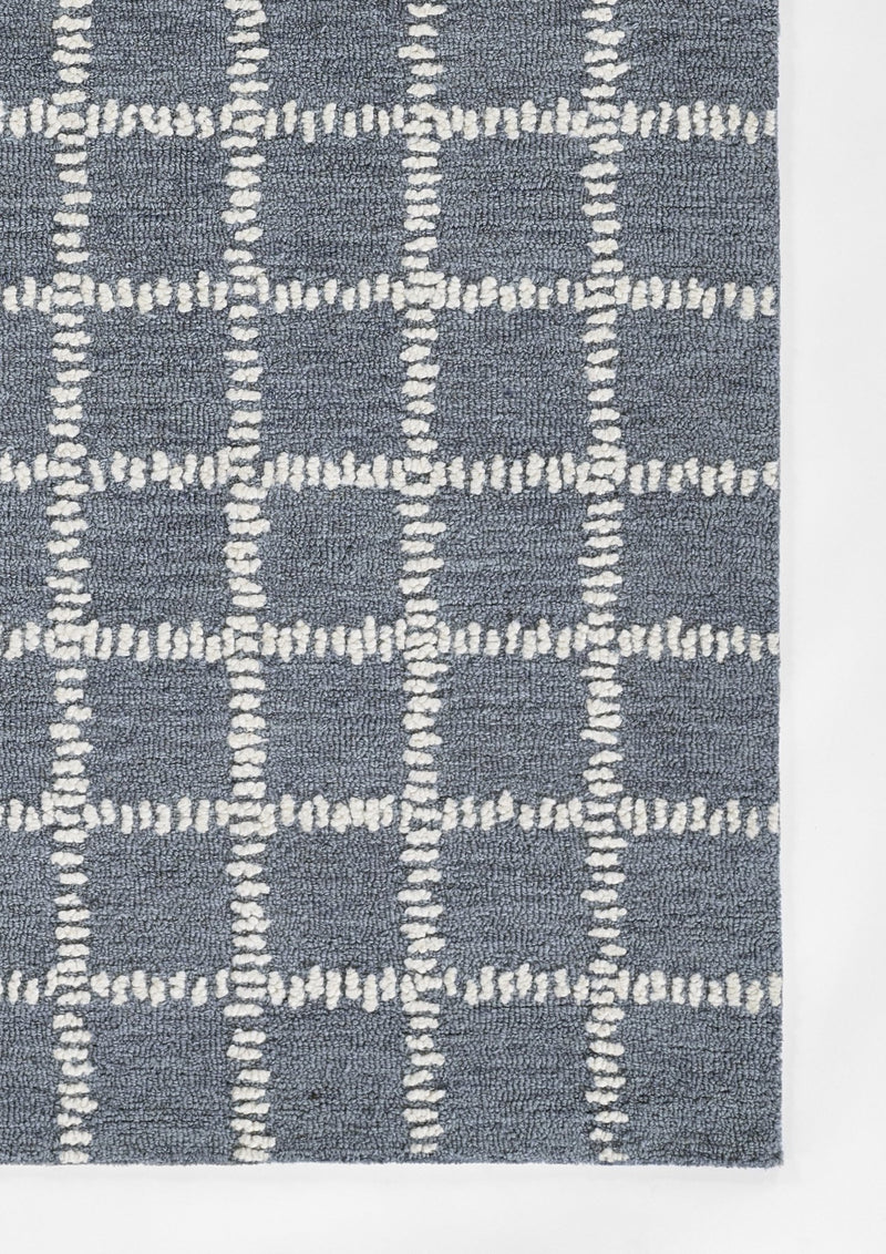 Archer Check Hand Tufted Wool Blue Area Rug - BlueJay Avenue