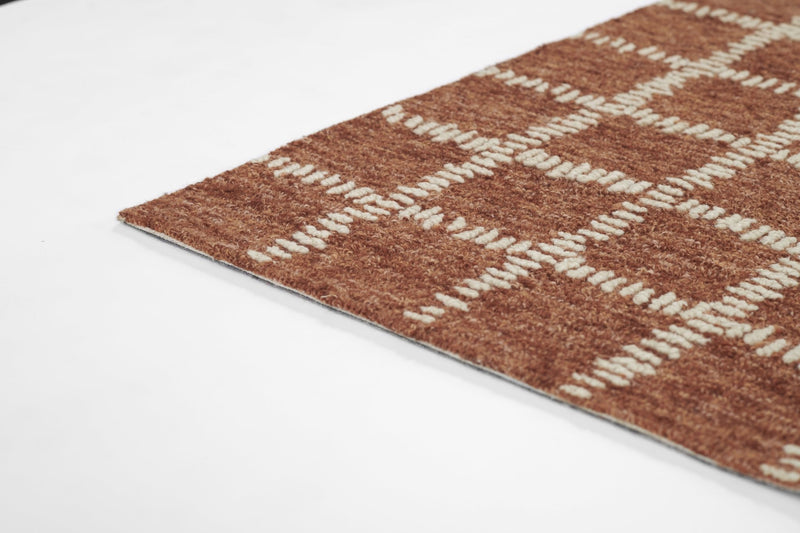 Archer Check Rust Hand Tufted Wool Rug - BlueJay Avenue