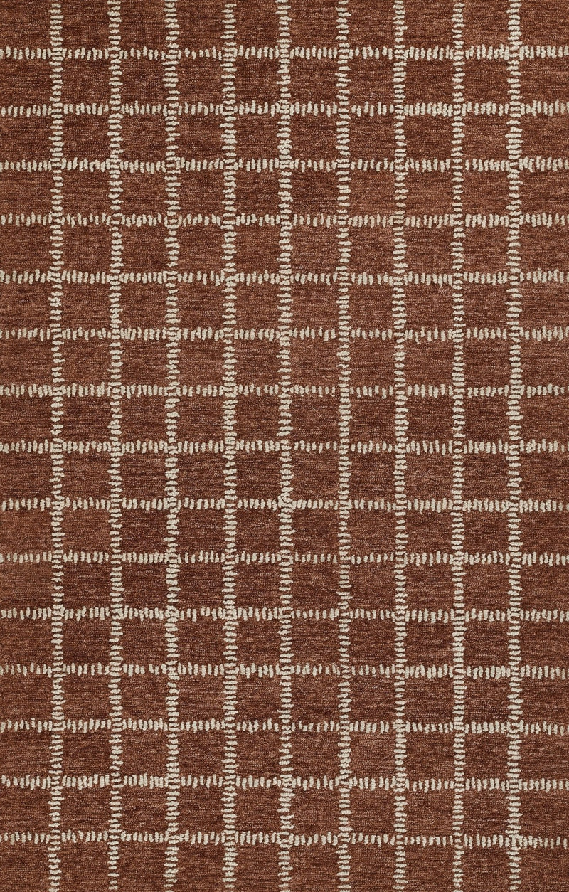 Archer Check Rust Hand Tufted Wool Rug - BlueJay Avenue