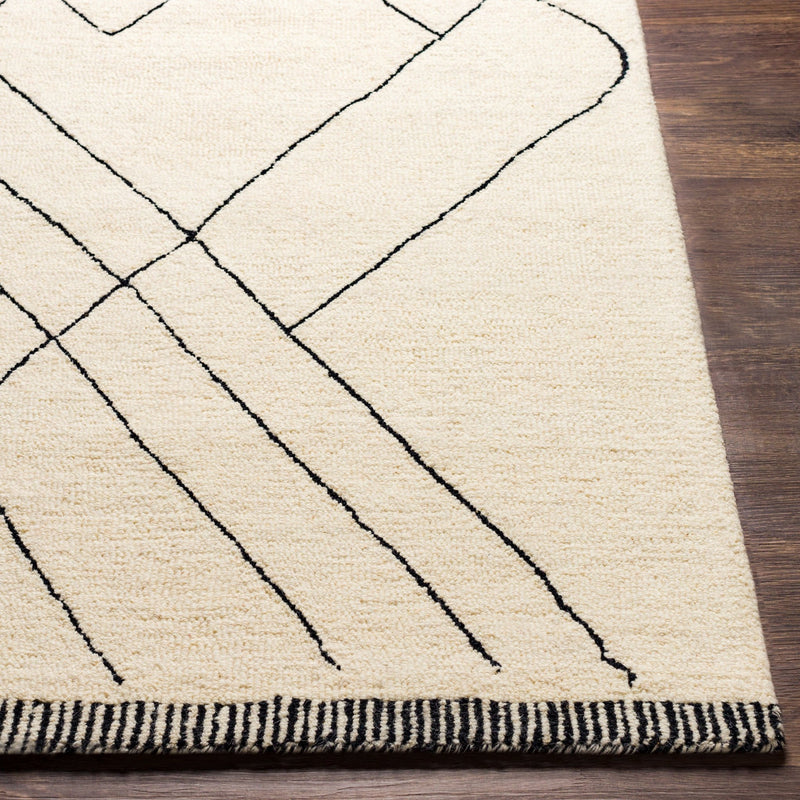 Avellino Hand Tufted Wool Cream And Black Rug - BlueJay Avenue