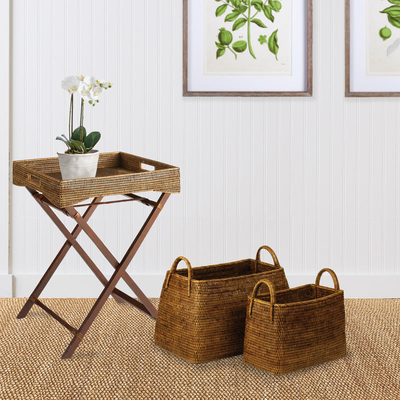 Burma Rattan Narrow Magazine Basket - BlueJay Avenue