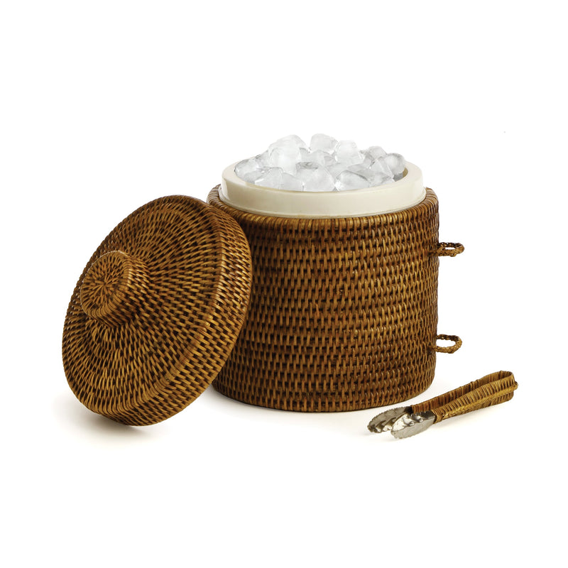 Burma Rattan Ice Bucket & Tongs - BlueJay Avenue