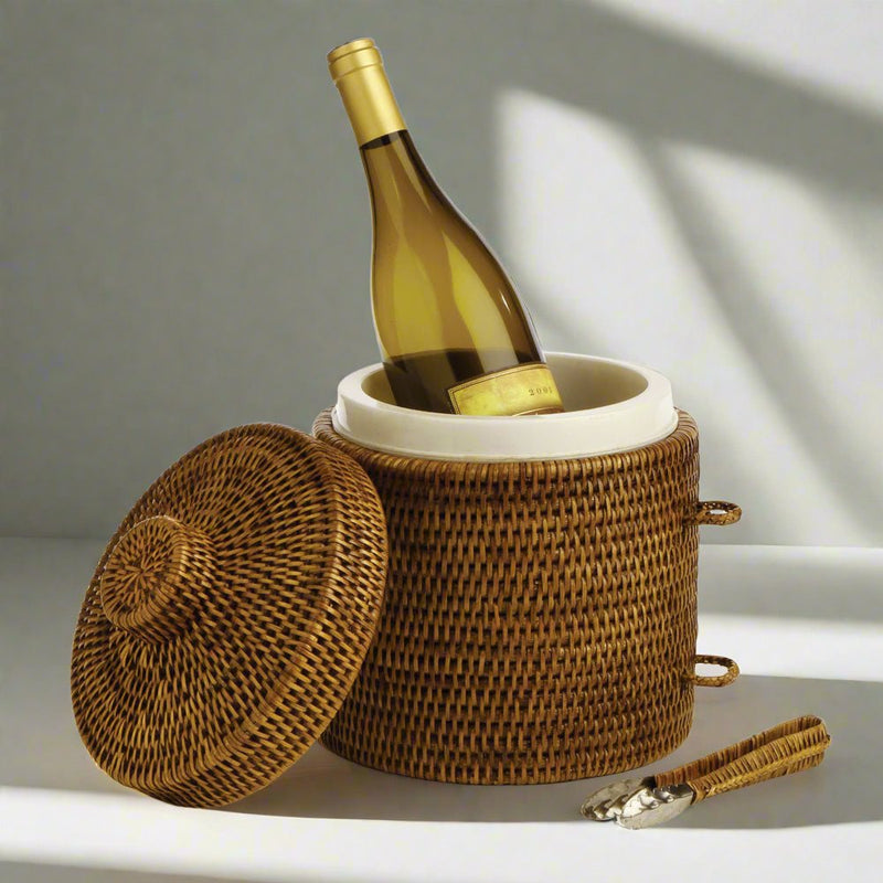 Burma Rattan Ice Bucket & Tongs - BlueJay Avenue