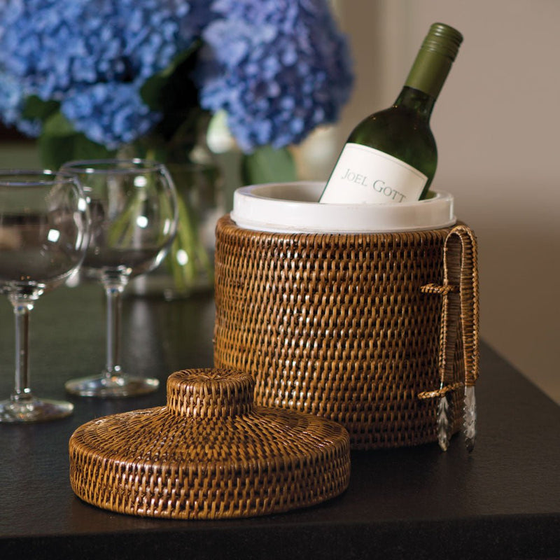 Burma Rattan Ice Bucket & Tongs - BlueJay Avenue