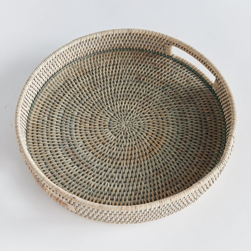 Burma Rattan Round Serving Tray - BlueJay Avenue