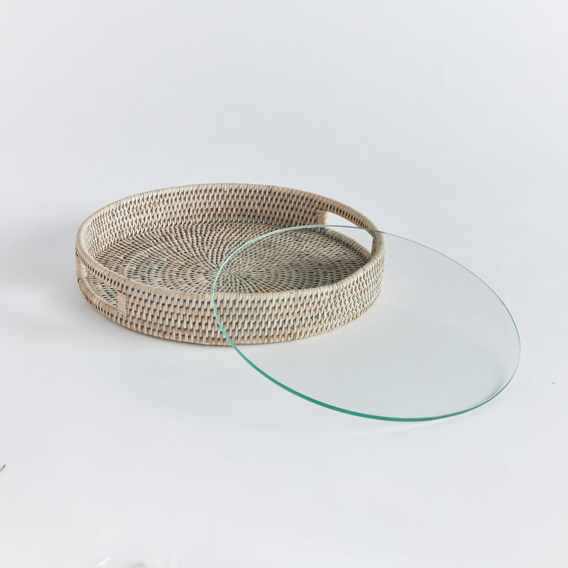 Burma Rattan Round Serving Tray - BlueJay Avenue