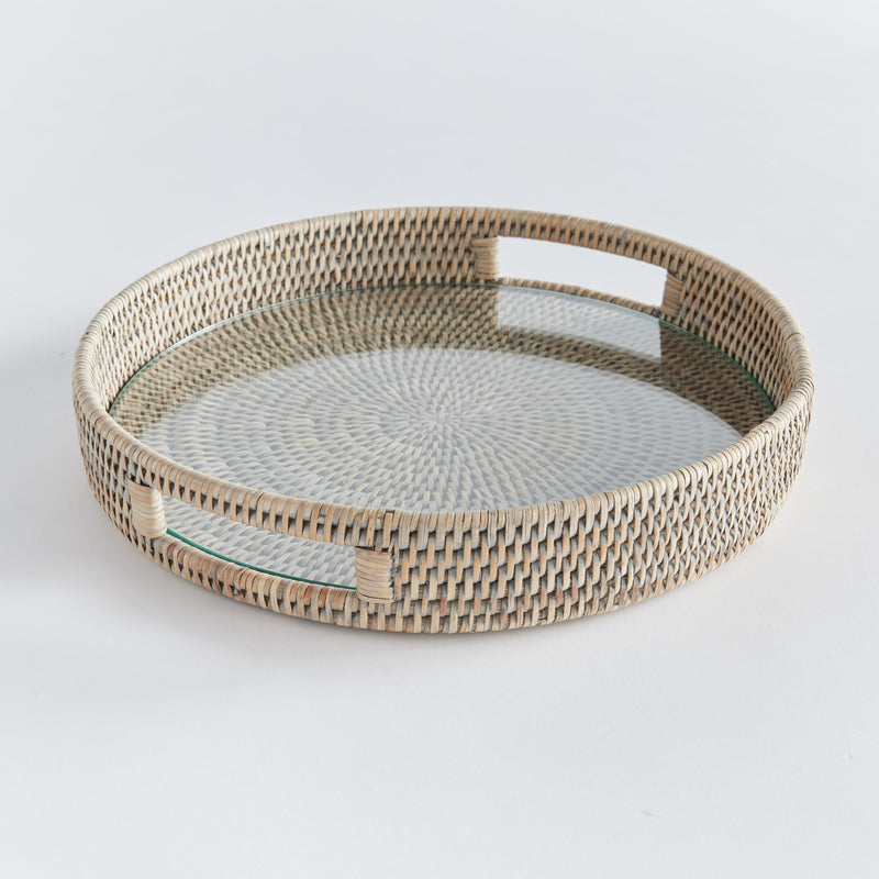 Burma Rattan Round Serving Tray - BlueJay Avenue