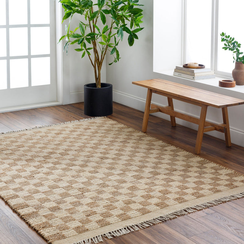 Dama Woven Jute Checkered Rug - BlueJay Avenue