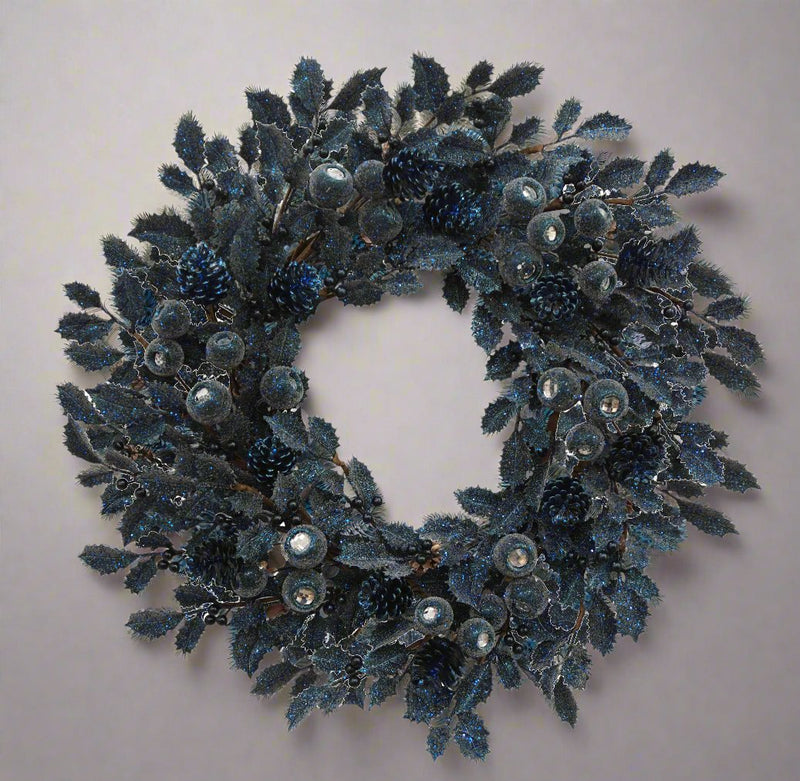 Faux Holly Leaf with Pod Halloween Wreath 22'', Set of 2 - BlueJay Avenue