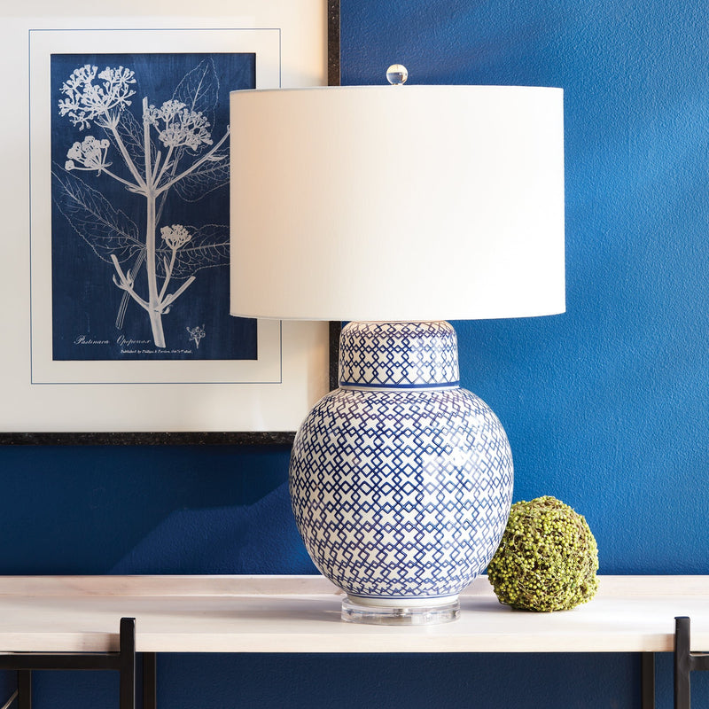 Fretwork Ceramic Lamp - BlueJay Avenue