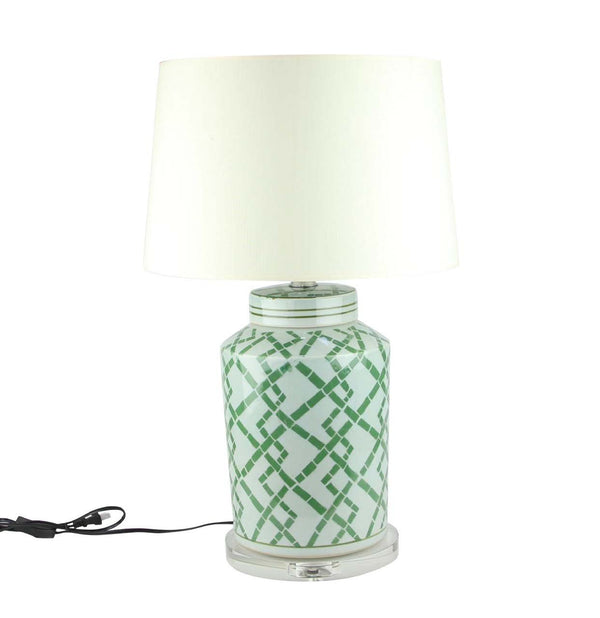 Green & White Ceramic Jar Lamp by Winward - BlueJay Avenue