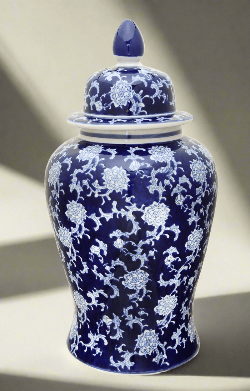 Italian Cayenne Blue and White Ginger Jar - BlueJay Avenue