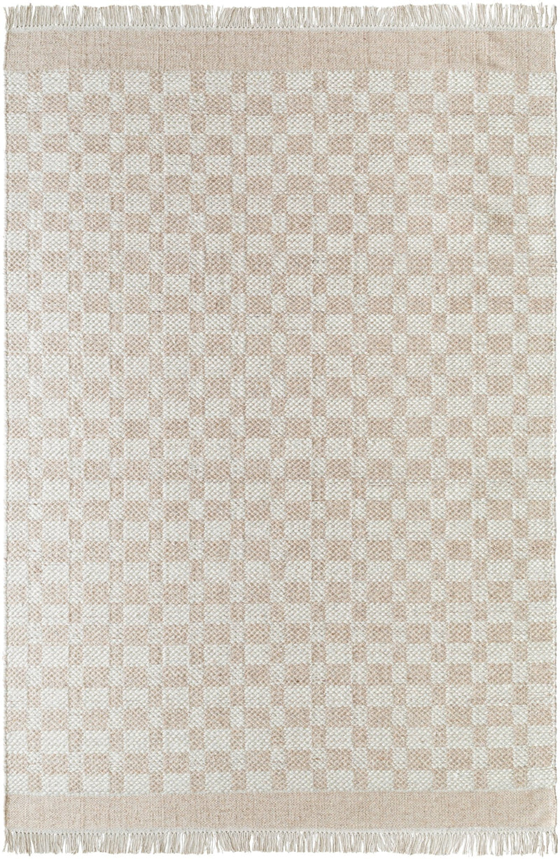 Mardin Checkered Beige Wool Area Rug - BlueJay Avenue